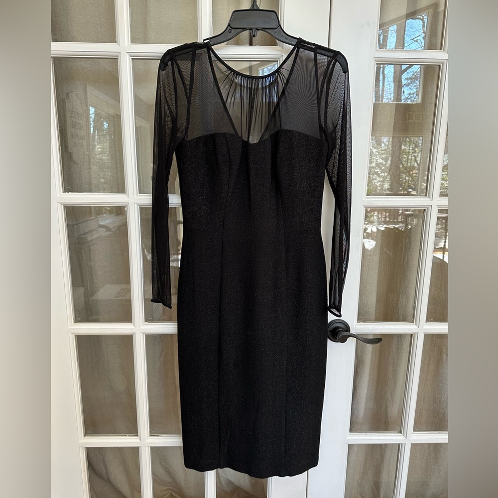 Maggie London mesh sleeve evening dress